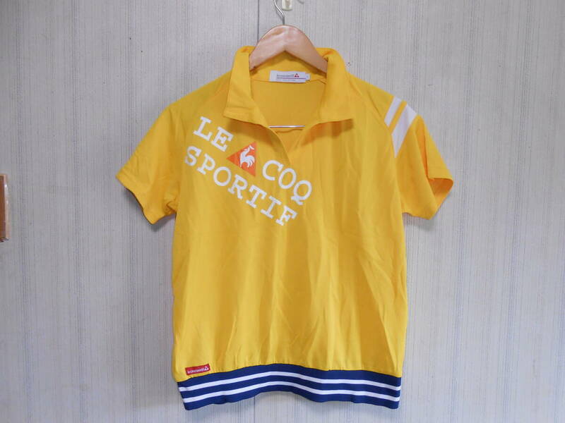 美品ルコックゴルフ可愛いデザイン半袖シャツ　黄色　L