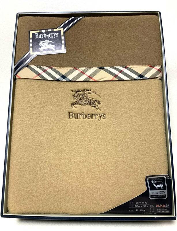 Burberrys バーバリー 純毛毛布(トラディション) 140x200cm ウール100％ 西川産業 日本製 未使用