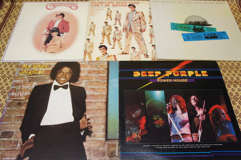 ■洋楽ＬＰ５枚■エルヴィス～マイケルジャクソン■レコードまとめ■BEATLES■DEEP PURPLE■CARPENTERS■