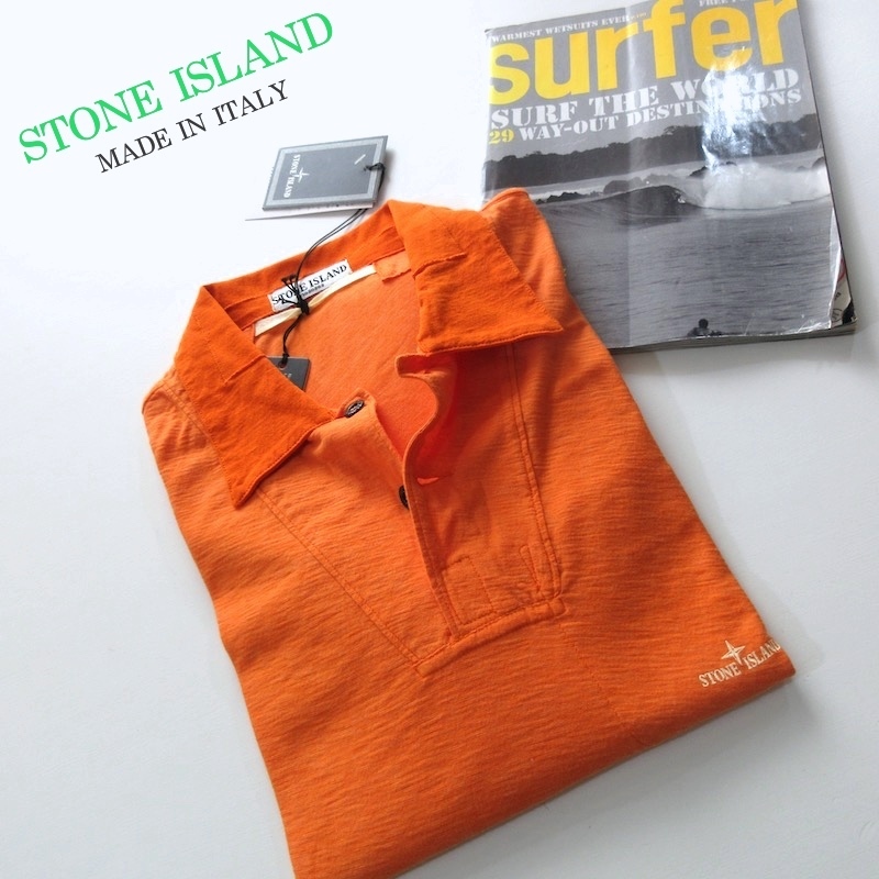 【STONE ISLAND ストーンアイランド】未使用 デッドストック ワンポイント オレンジ ポロシャツ Mサイズ!!
