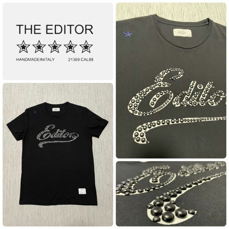 THE EDITOR ITALY エディター 立体 プリント ロゴ 星 柄 刺繍 半袖 クルーネック T シャツ M ブラック 黒 TEE イタリー M&M