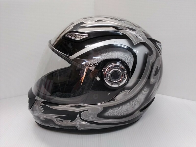 ライズ　RIDEZ　フルフェイスヘルメット　モデルSHR1　59-60cm　黒　ブラック×シルバー　バイク用品　ジャンク品　現状渡し