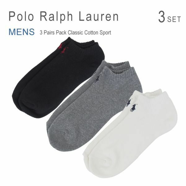 新品 ラルフローレン 靴下 3足セット メンズ ショートソックス くるぶし丈 ワンポイント Polo Ralph Lauren 827032PK 1円スタート 未使用