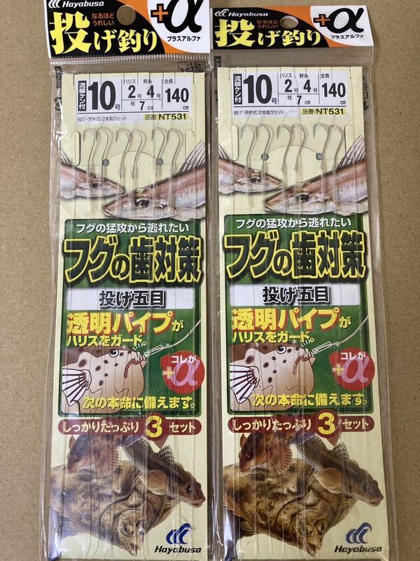 フグの歯対策 投げ五目 仕掛け ハヤブサ 10号 2枚 2本針　Hayabusa 初心者 お試し 特価品