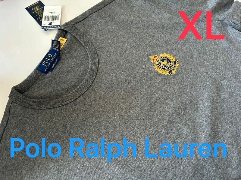 【送料無料】新品 Polo Ralph Lauren ポロラルフローレン★メンズ 半袖 クールネック Ｔシャツ（ XL サイズ）グレー