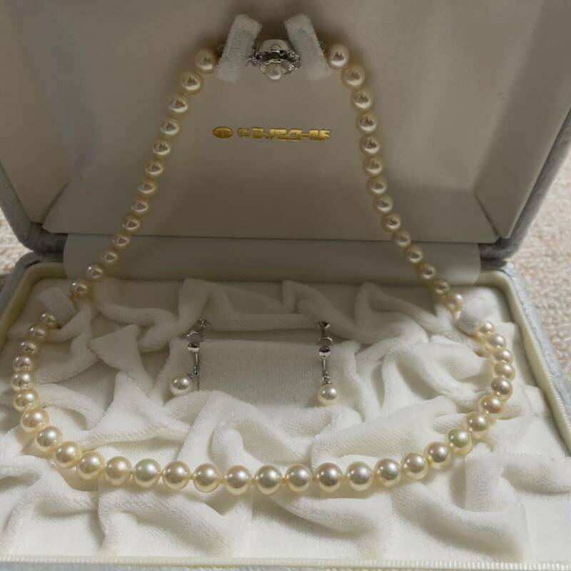 パールネックレス パールイヤリング 真珠セット　SILVER刻印　冠婚葬祭