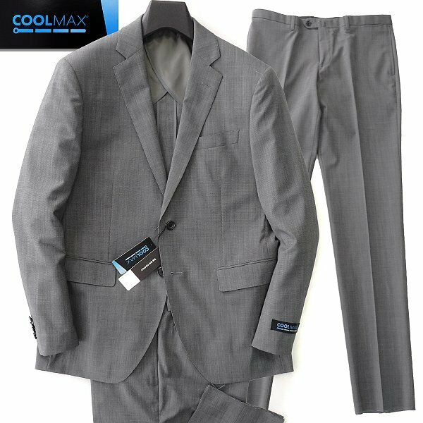 新品 スーツカンパニー 春夏 COOLMAX 2パンツ スーツ YA5(細身M) 灰 【J47282】 170-8D メンズ セットアップ 洗濯可 スペア 盛夏 サマー