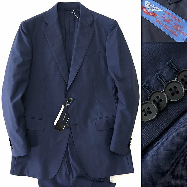 新品 スーツカンパニー 軽量 ウール シルク サマー スーツ YA6(細身L) 紺 【J53458】 175-8D 春夏 メンズ セットアップ 盛夏 シングル
