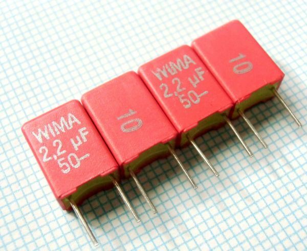 [4個] WIMA 50V 2.2uF 10% MKS2 ★高音質フィルムコンデンサ