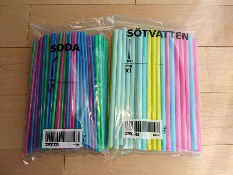 ★未使用★イケアIKEA★ストロー２種類セット★SODA,SOTVATTEN