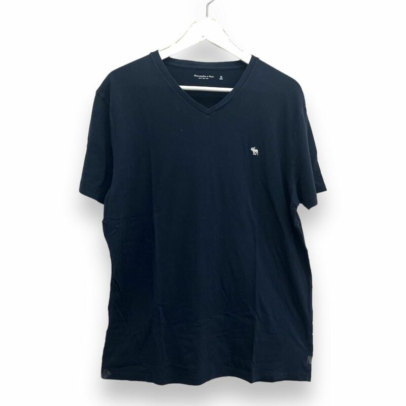 Abercrombie&Fitch アバクロンビー & フィッチ 服 Tシャツ ワンポイント ファッション トップス アパレル XLサイズ Vネック ネイビー