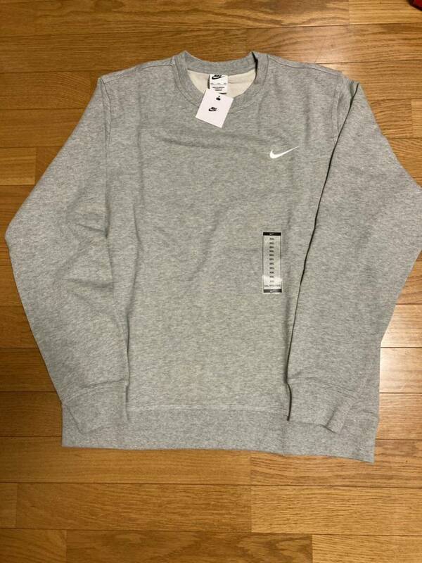 新品 NIKE 637903-063 スウェットXL コットン　グレー 刺繍ロゴ トレーナー ナイキ　長袖　2L