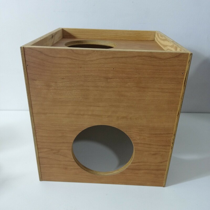 木製 キャットボックス 28.5cm×28.4cm×高さ30cm [猫用玩具 遊具 穴あきハウス キャットハウス キャットタワー増設 ボックス 箱 ]