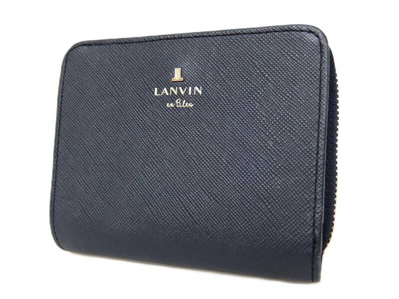 未使用 LANVIN ランバン PVC 二つ折り 財布 ウォレット 札入れ 小銭入れ レディース ダークネイビー ブラック