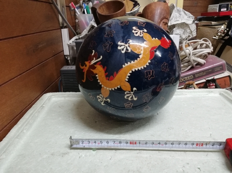 買い出し品　七宝焼き　古い　中国古美術　玉　ボール　龍画　ドラゴン画　特大サイズ　横20㎝高さ20㎝くらいの玉　同梱包可能