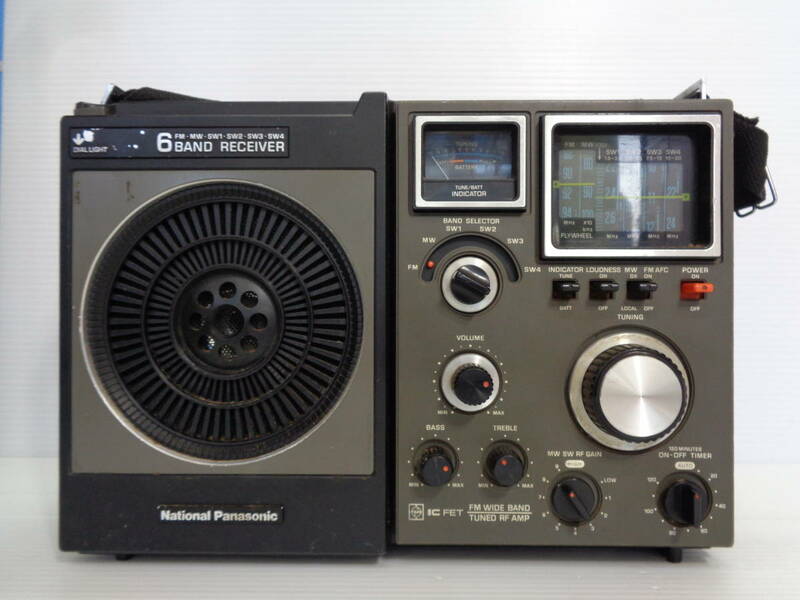 ★【ジャンク品】National　Panasonic　ナショナル　パナソニック　ラジオ　RF-1180　6BAND　RECEIVER　昭和レトロ　アンティーク　黒★