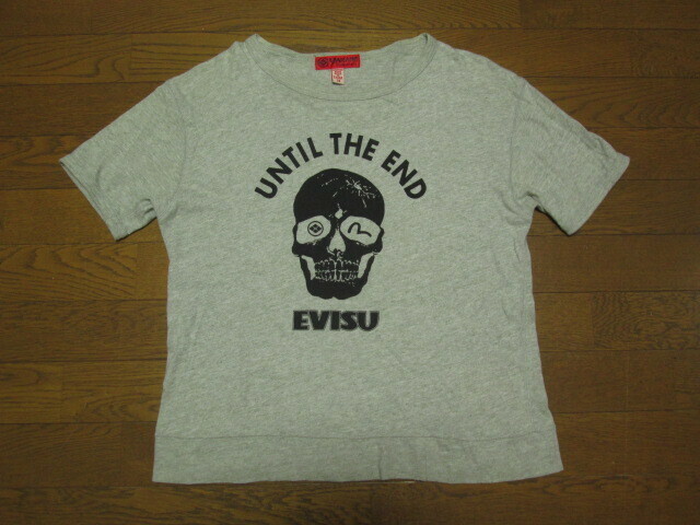 YAMANE ヤマネ EVISU エヴィス ジーンズ Tシャツ UNITIL THE END 38 グレー スカル カモメ