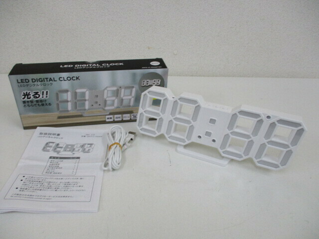 LED DIGITAL CLOCK LEDデジタルクロック GRFD-CL DS6609 WH　ホワイト　ゲオ　中古品　激安1円スタート