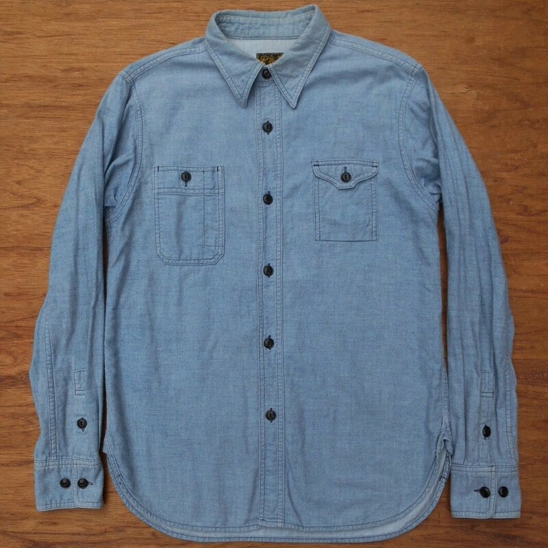 CUSHMAN クッシュマン '30s HERRINGBONE WORK SHIRT 長袖 S ヘリンボーン ワークシャツ インディゴブルー チンスト McCOYフリーホイラーズ