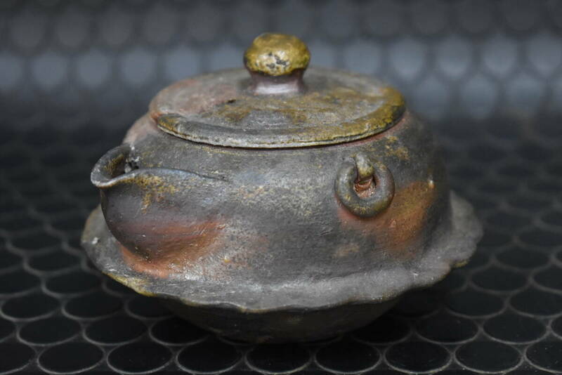 うぶ品　時代物　在銘　備前焼　茶釜形手造宝瓶　急須　煎茶道具　古美術品