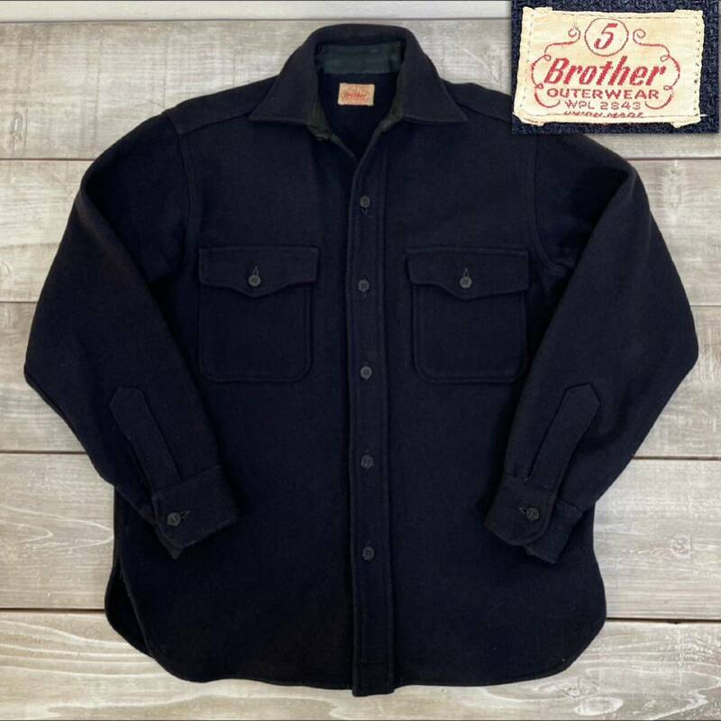 美品 50s USA製 five brother CPOシャツジャケット size L16 程度 made in usa ヴィンテージ vintage ウールジャケット 5brother ワーク