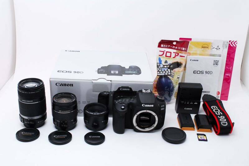 デジタル一眼レフカメラCanon EOS 90D 、Canon EF50mm F1.8 II 、Canon EF28-80㎜1:3.5-5.6 V USM、 CANON EF 55-250mm 1:4-5.6 IS