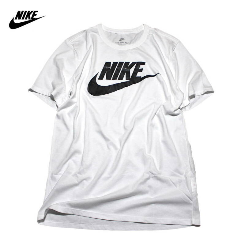 【新品】ナイキ ICON 半袖 Tシャツ【005-101：白】L ビッグ スウッシュ スウォッシュ ロゴ 家 宅トレ NIKE NSW