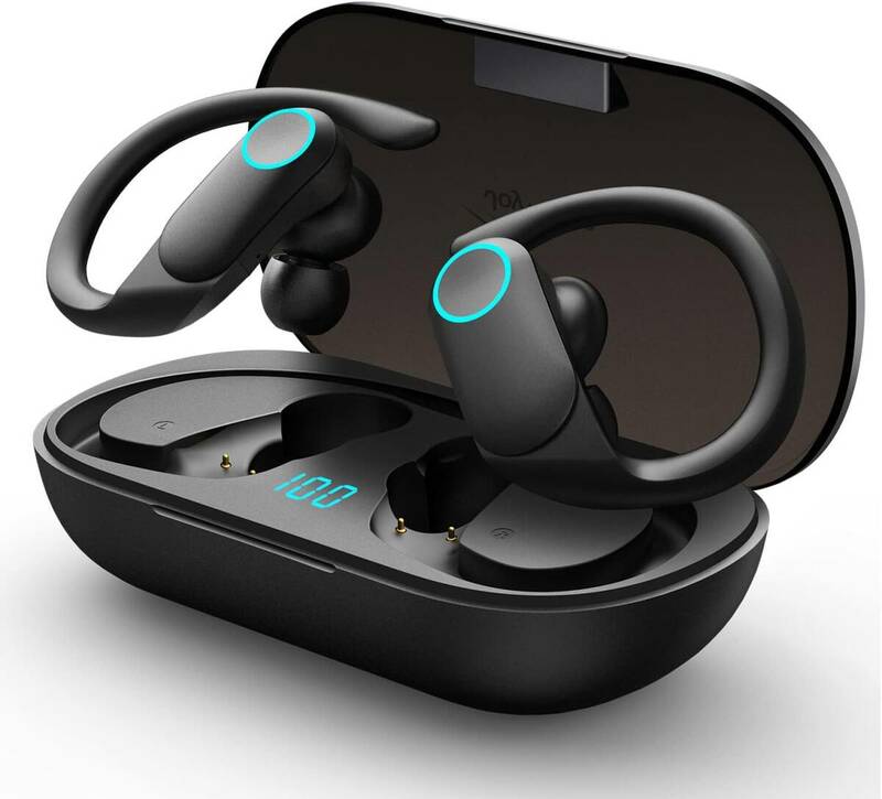 Bluetooth イヤホン 両耳 ワイヤレスイヤホン Bluetooth5.1 スポーツイヤホン フィット感 Bluetooth ヘッドセット 500mAh充電ケース付 