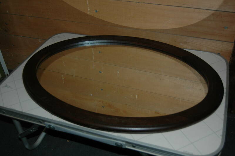マルニ 壁掛けミラー 鏡　used/OK品　検) maruni ウォールミラー 木枠 楕円形 サイズ:55cm x 40cm 無垢材