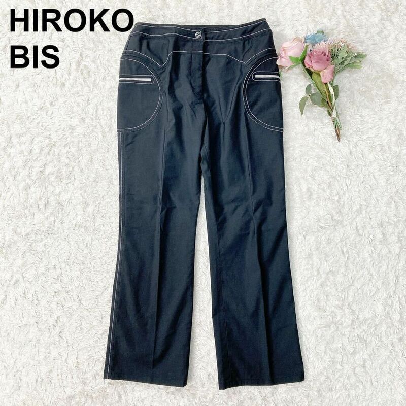 HIROKO BIS ヒロコビス パンツ ブラック ストレッチ レディース 9号 B32431-51