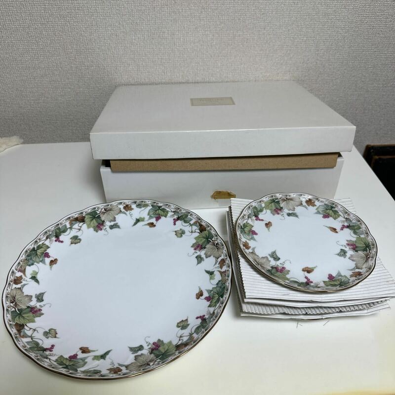 NARUMI 大皿 ケーキ皿 5枚セット花柄 食器 金縁 