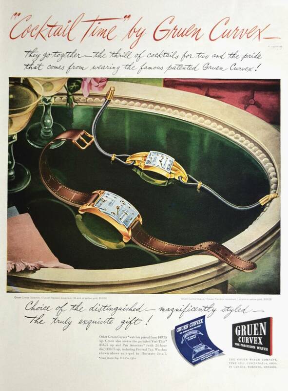 稀少！時計広告/1946年グリュエン 時計広告/Gruen Curvex Watches/W