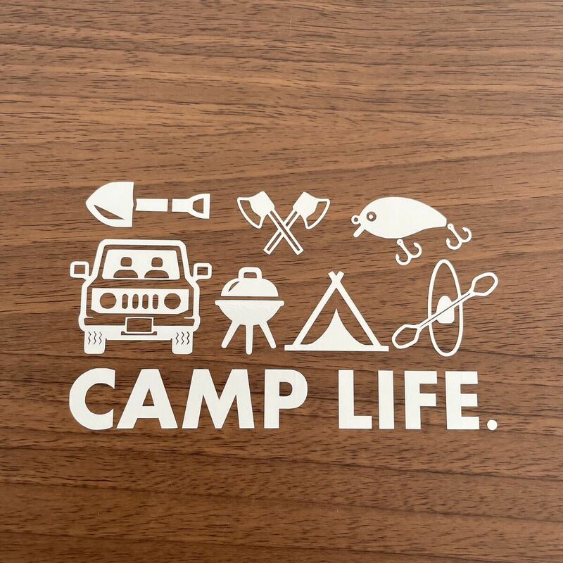 121. 【送料無料】 CAMP LIFE. キャンプ カッティングステッカー 釣り アウトドア テント 【新品】