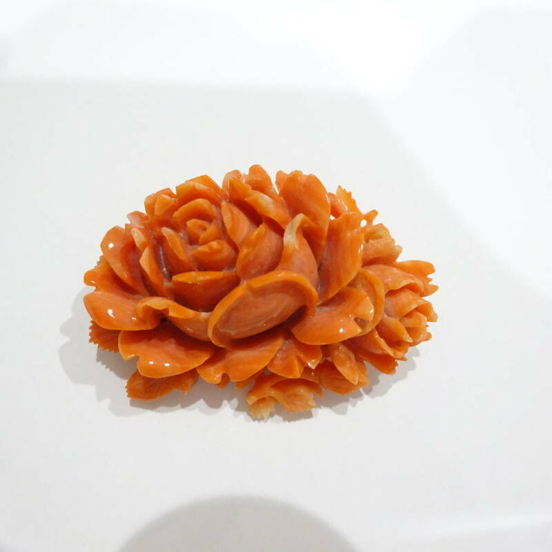 1円～ サンゴ さんご ブローチ アクセサリー 約13.0ｇ位 花 フラワー 彫刻 レディース コラール バッジ