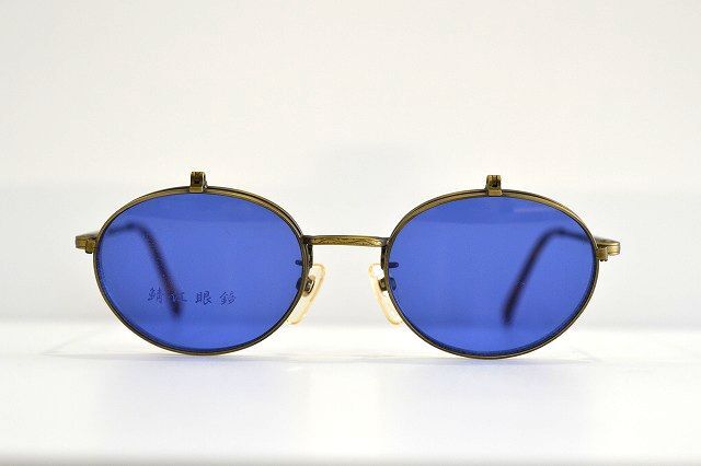 鯖江眼鏡　ヴィンテージ　オーバル　複式　跳ね上げ　メタル　メガネ　新品未使用