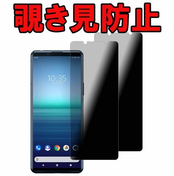 2枚入り Xperia1 V 覗き見 防止 SO-51D SOG10 XQ-DQ44 エクスペリア ガラス フィルム 保護 カバー シール スクリーン Glass Film 9H