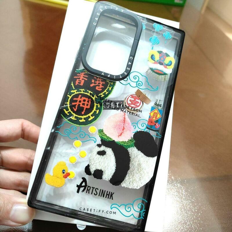 スマホリング　スタンドケース　「竹岡かつみ」デザイン　香港迷　熊猫パンダ　桃饅