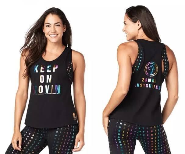 ZUMBA Keep On Movin' Instructor Tank ズンバ　ロゴグラデーション　キラキラ　インストラクター　タンクトップ　ブラック　黒