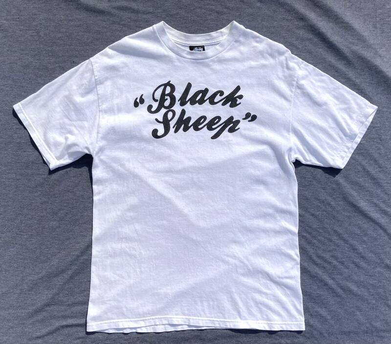 00s stussy BLACK SHEEP Tシャツ L シャネルロゴ ブラックシープ 白 両面プリント ステューシー ミリタリー