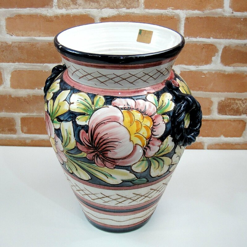 4131T　美品 イタリー 伊製 イタリア製 陶製 陶器 花瓶 花入 花びん 傘立て 水瓶