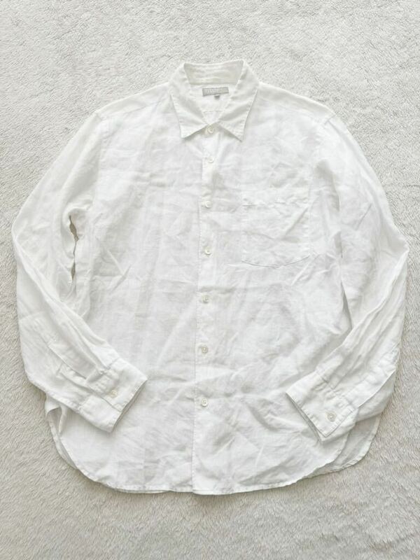 MARGARET HOWELL sizeM リネンシャツ メンズ ホワイトシャツ 長袖シャツ 白 マーガレットハウエル 日本製
