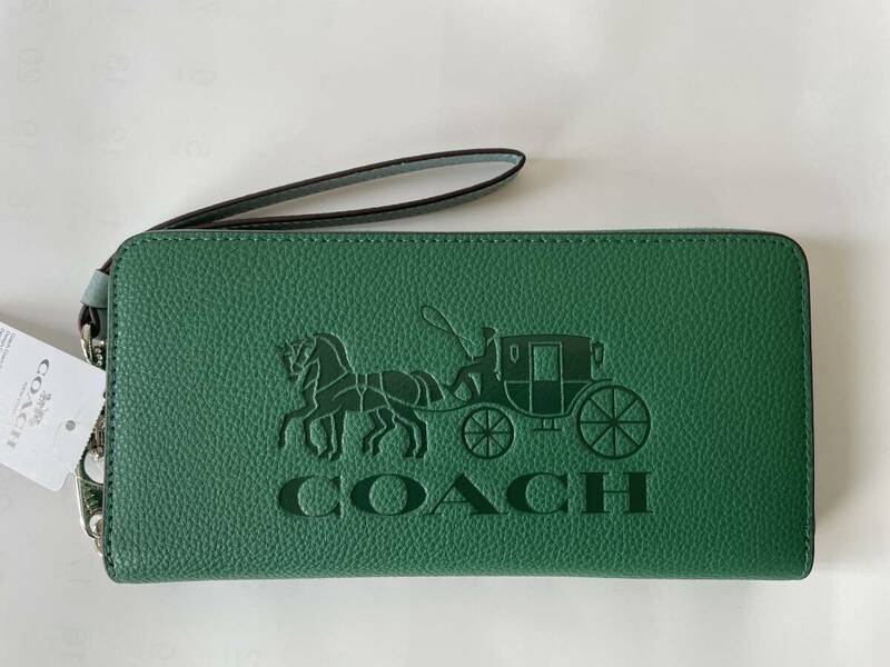[コーチ] 財布(長財布) C5889 グリーンマルチ ホース アンド キャリッジ カラーブロック エンボスド レザー 