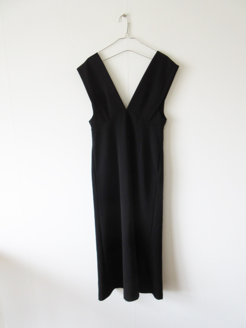 美品 2021AW Mame Kurogouchi / マメ クロゴウチ MM21PF-DR717 V Neck Sleeveless Dress 2 BLACK / ワンピース ドレス