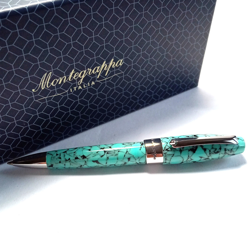【mgb2】Montegrappa　モンテグラッパ　ボールペン　フォーチュナ　モザイクシリーズ　バルセロナ　ターコイズブルー　青　ツイスト式