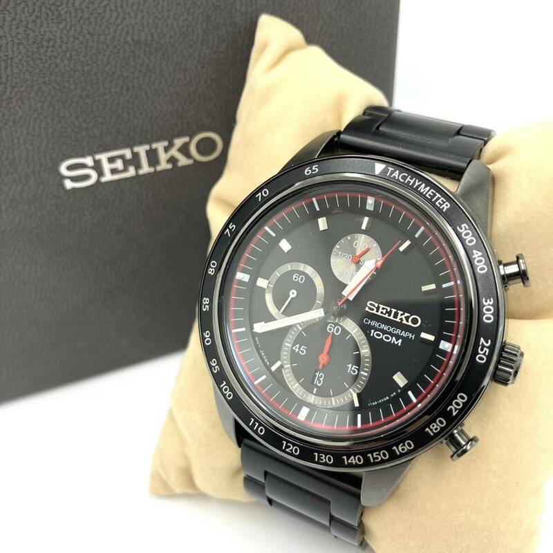 【K】SEIKO　セイコー　腕時計　7T92-0NX0　稼働品　メンズ　クロノグラフ　CHRONOGRAPH　ブラック文字盤　3針　【4785】T