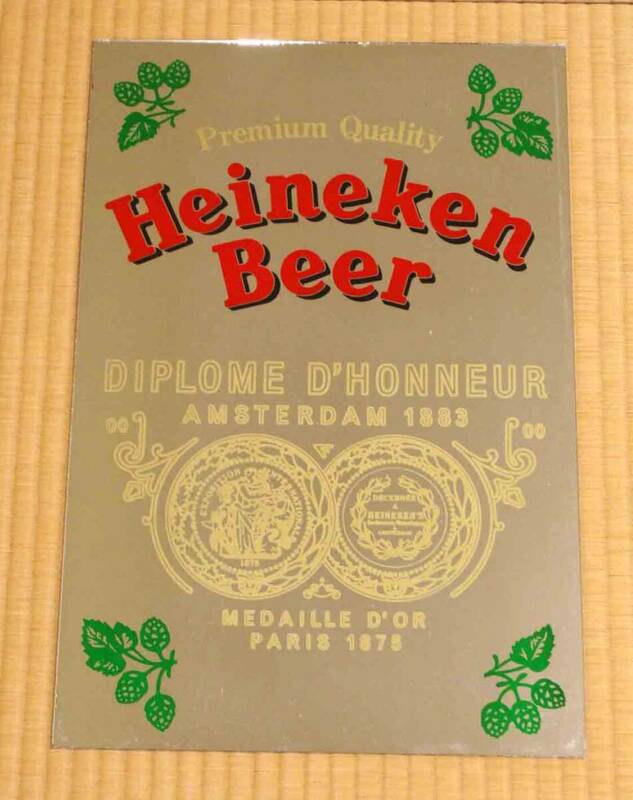 [j110]パブミラー　ハイネケン　ビール　Heineken Beer pub mirror 45cm