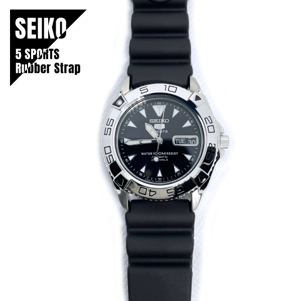 SEIKO セイコー SEIKO5 セイコー5 5スポーツ ラバー ストラップ ブラック ダイヤル 自動巻き SNZB33J2 100M メンズ 腕時計 ★新品