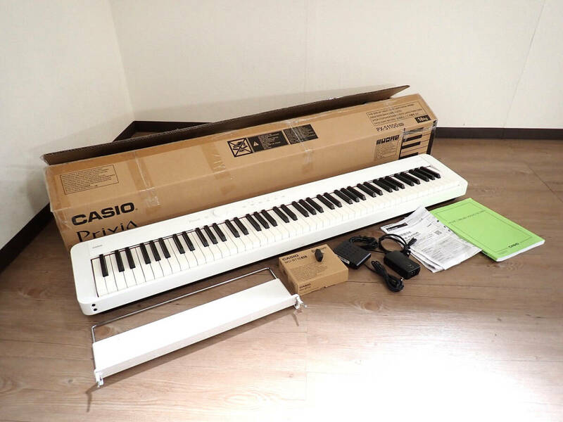 中古 電子ピアノ CASIO PX-S1100WE カシオ Privia プリヴィア デジタル キーボード 88鍵盤 ワイヤレス Bluetooth スリムデザイン ホワイト