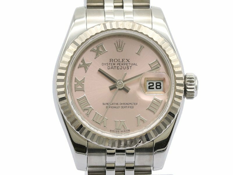 【 ロレックス ROLEX 】 腕時計 179174 デイトジャスト K18WG/SS ランダム番 自動巻 ピンク/ローマ文字盤 レディース 保 新着 01574-0