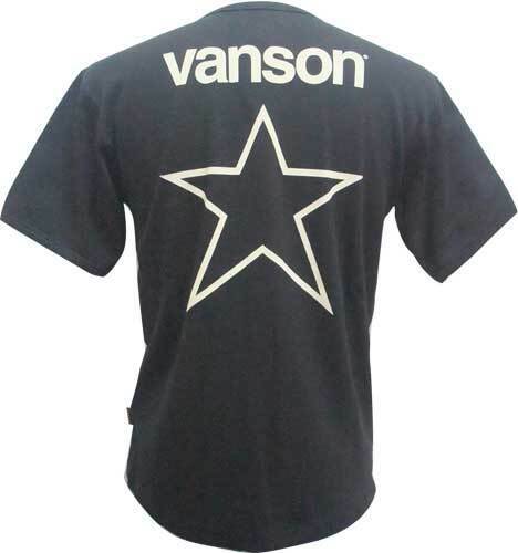Tシャツ vanson バンソン スター リブ 半袖 NVST-2408 黒 L寸